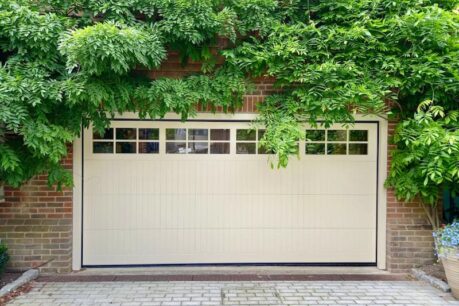 Automated Sectional Wooden Cream Garage Doors