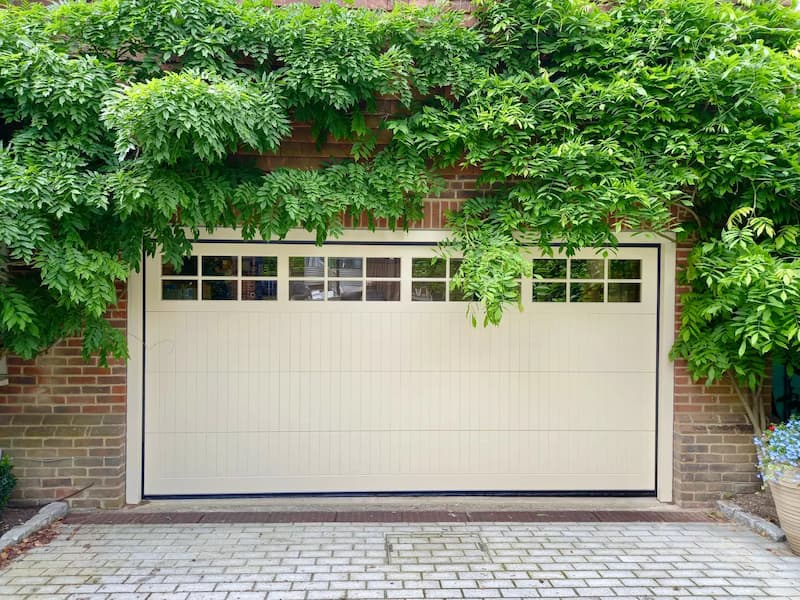 Automated Sectional Wooden Cream Garage Doors