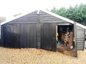 Before - garage with old doors
