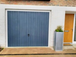 Blue Verwood Garage Door with handle