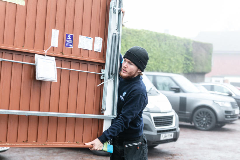Garage Door Being Carried