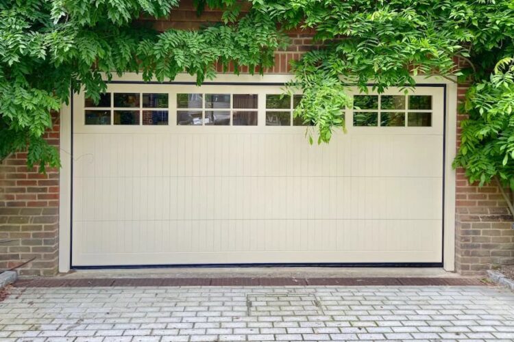 Timber Sectional Garage Door Cedar Door RAL 1015 Light Ivory Trent Design