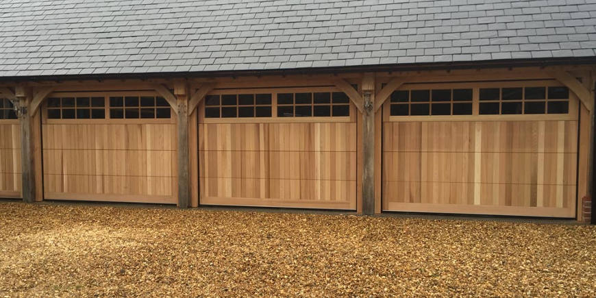 Timber sectional garage doors